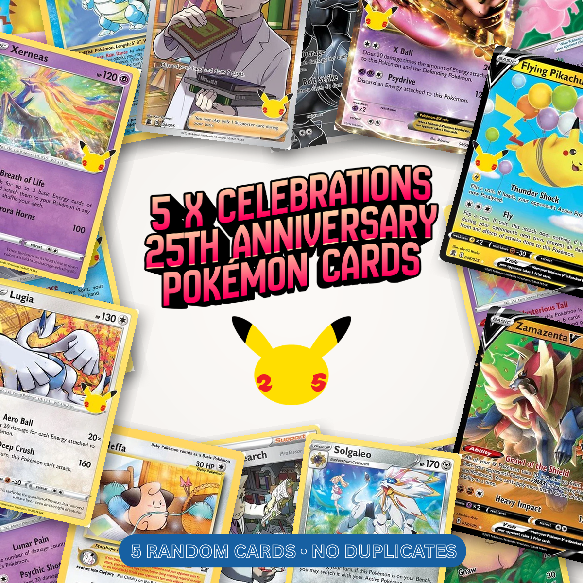 5 Assorted 25th Celebration Pokemon Cards