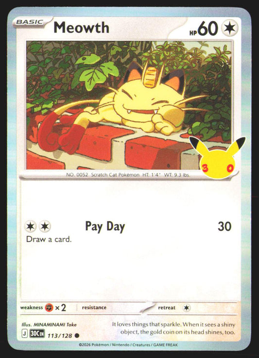 Meowth - 113/128 | Near Mint / English / Holofoil
