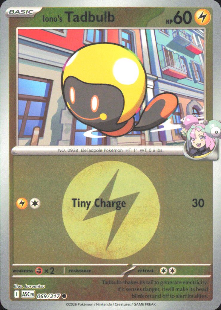 Iono's Tadbulb (Energy Symbol Pattern) ME: Ascended Heroes 069/217 NM - Pokemon 