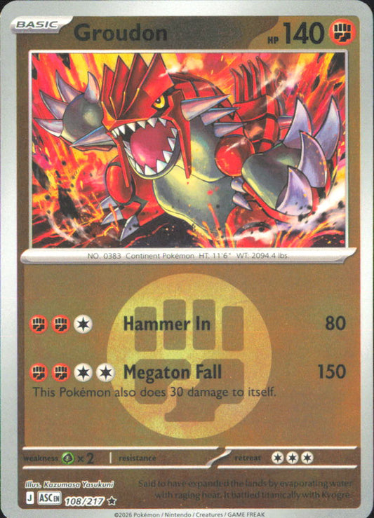 Groudon (Energy Symbol Pattern) ME: Ascended Heroes 108/217 NM - Pokemon TCG