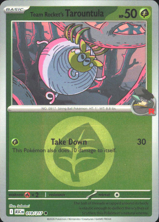 Team Rocket's Tarountula (Energy Symbol Pattern) ME: Ascended Heroes 018/217 NM 