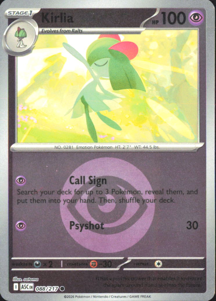 Kirlia (Energy Symbol Pattern) ME: Ascended Heroes 088/217 NM - Pokemon TCG