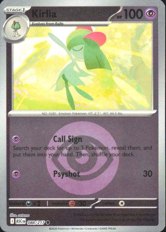 Kirlia (Energy Symbol Pattern) ME: Ascended Heroes 088/217 NM - Pokemon TCG