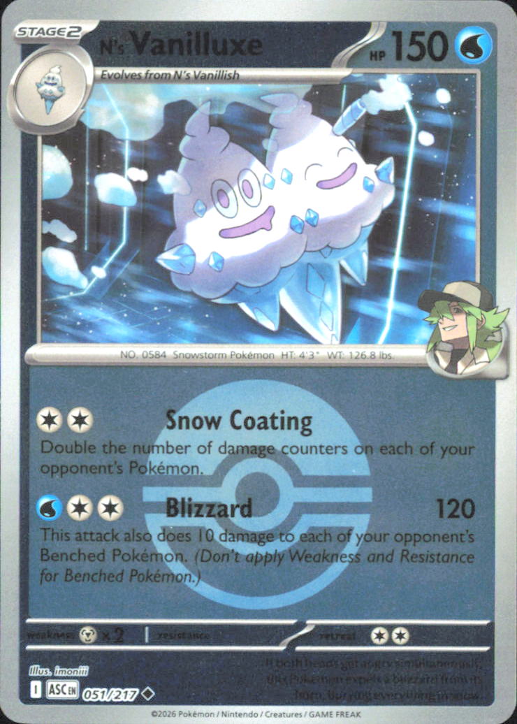 N's Vanilluxe (Poke Ball) ME: Ascended Heroes 051/217 NM - Pokemon TCG