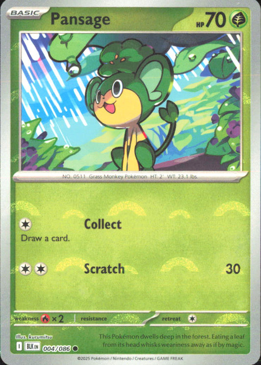 Pansage (Poke Ball Pattern) SV: Black Bolt 004/086 NM - Pokemon TCG