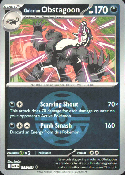 Galarian Obstagoon - (Dusk Ball) ME: Ascended Heroes 132/217 NM - Pokemon TCG