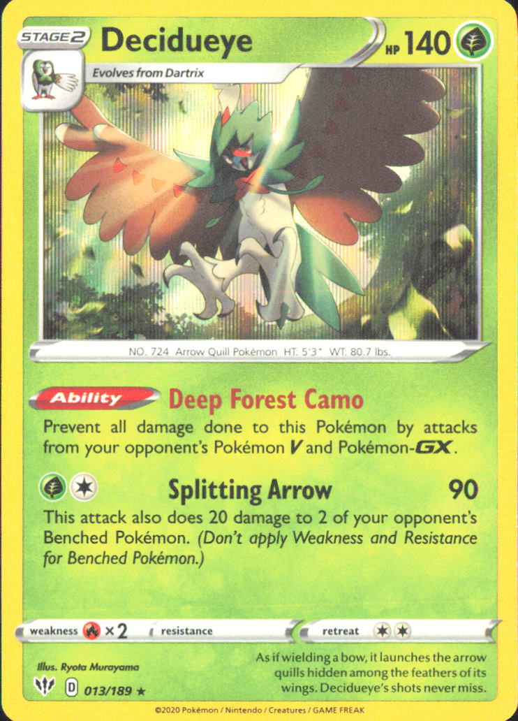 Decidueye SWSH03: Darkness Ablaze 013/189 NM - Pokemon TCG