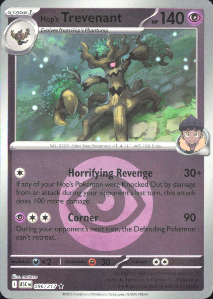 Hop's Trevenant - (Energy Symbol Pattern) ME: Ascended Heroes 096/217 NM - Pokemon TCG