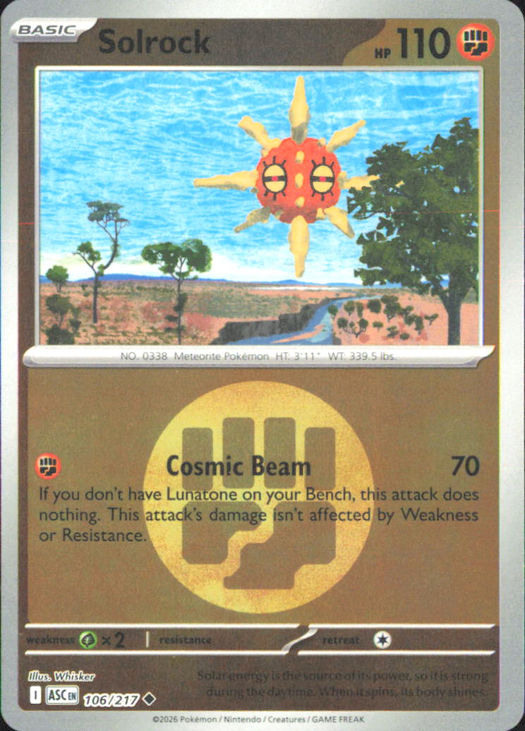 Solrock (Energy Symbol Pattern) ME: Ascended Heroes 106/217 NM - Pokemon TCG
