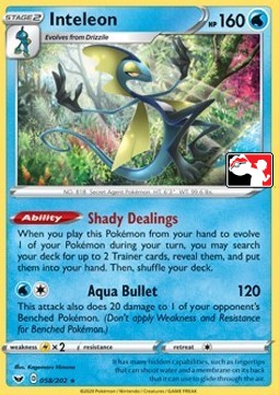 Inteleon - Play! Pokémon Prize Pack Series One (Promo) [PPS1-SSH 058]