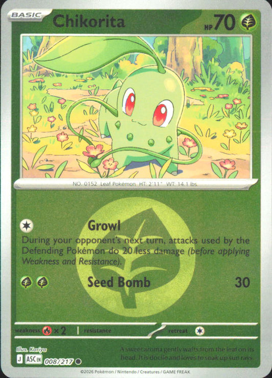 Chikorita (Energy Symbol Pattern) ME: Ascended Heroes 008/217 NM - Pokemon TCG