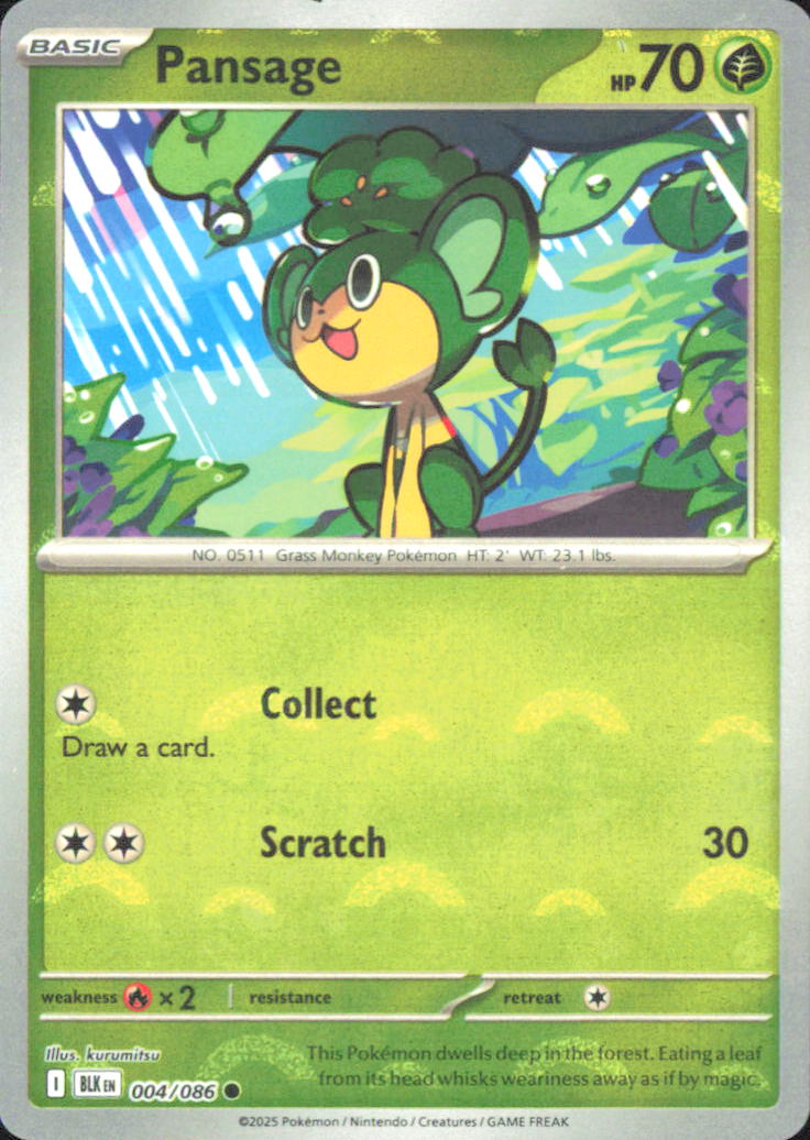 Pansage (Poke Ball Pattern) SV: Black Bolt 004/086 NM - Pokemon TCG