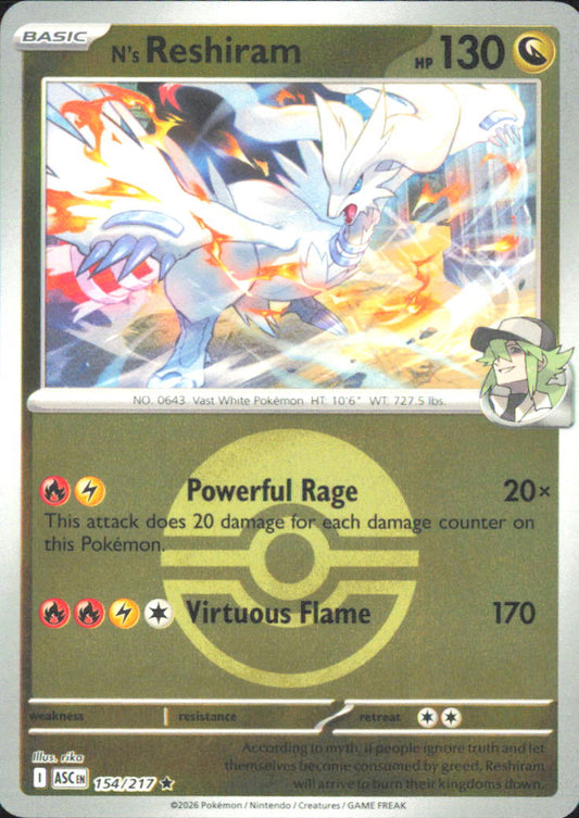 N's Reshiram (Poke Ball) ME: Ascended Heroes 154/217 NM - Pokemon TCG