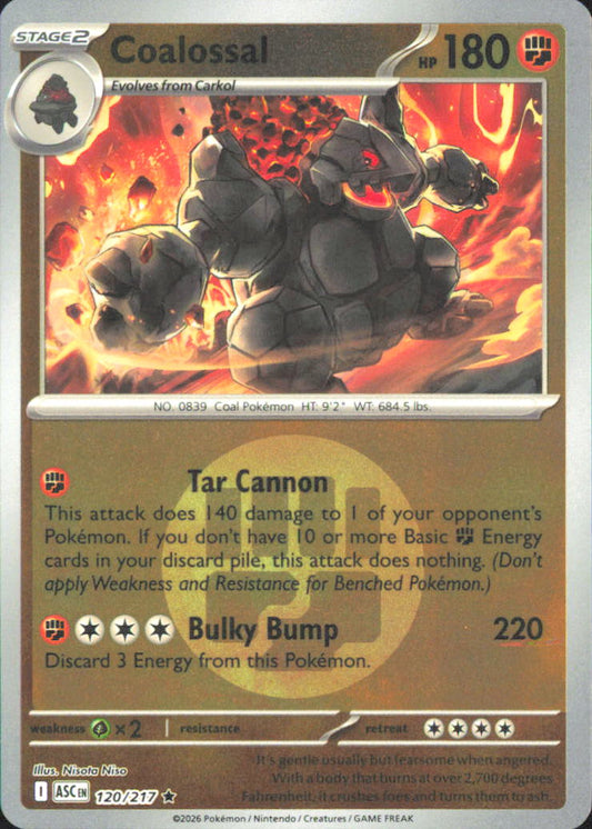 Coalossal (Energy Symbol Pattern) ME: Ascended Heroes 120/217 NM - Pokemon TCG