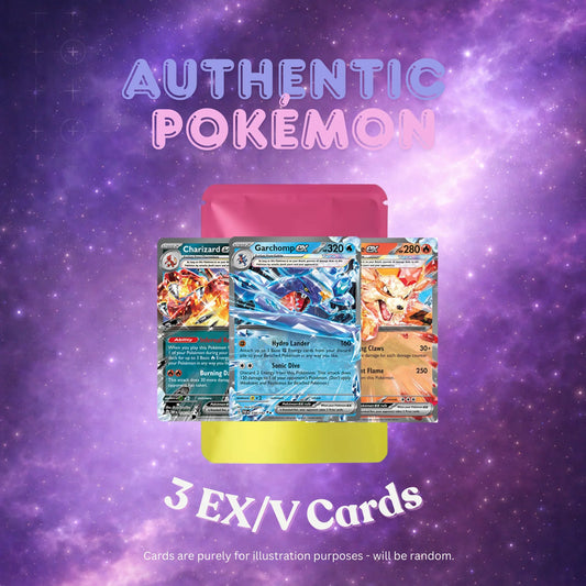 Authentic Pokemon Trading Cards - 3 EX/Vs - PokePals UK