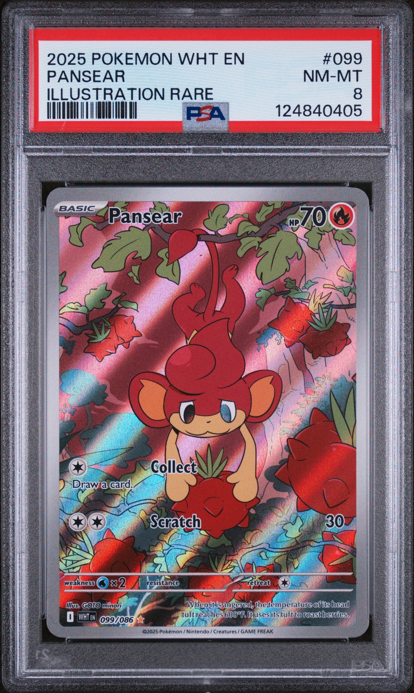 Pansear Pokemon White Flare 099 NM - Pokemon TCG PSA 8