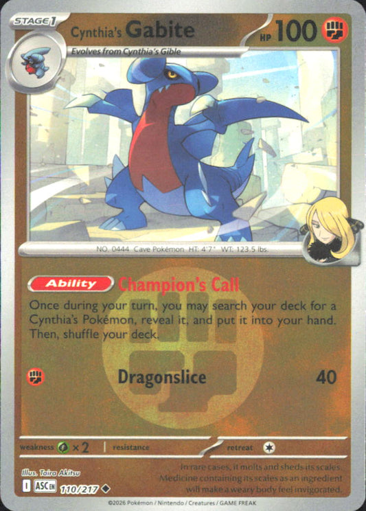 Cynthia's Gabite (Energy Symbol Pattern) ME: Ascended Heroes 110/217 NM - Pokemo