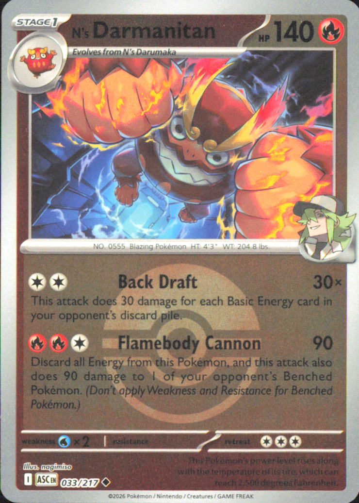 N's Darmanitan (Poke Ball) ME: Ascended Heroes 033/217 NM - Pokemon TCG