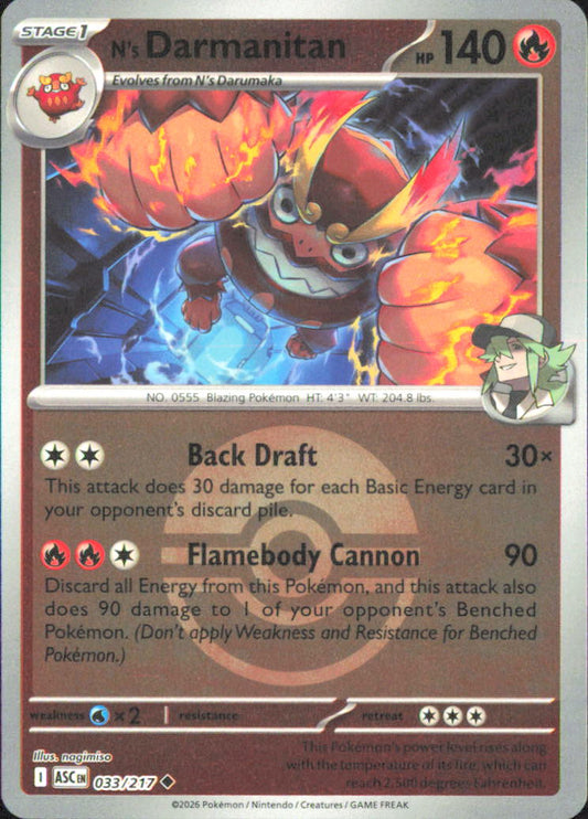 N's Darmanitan (Poke Ball) ME: Ascended Heroes 033/217 NM - Pokemon TCG