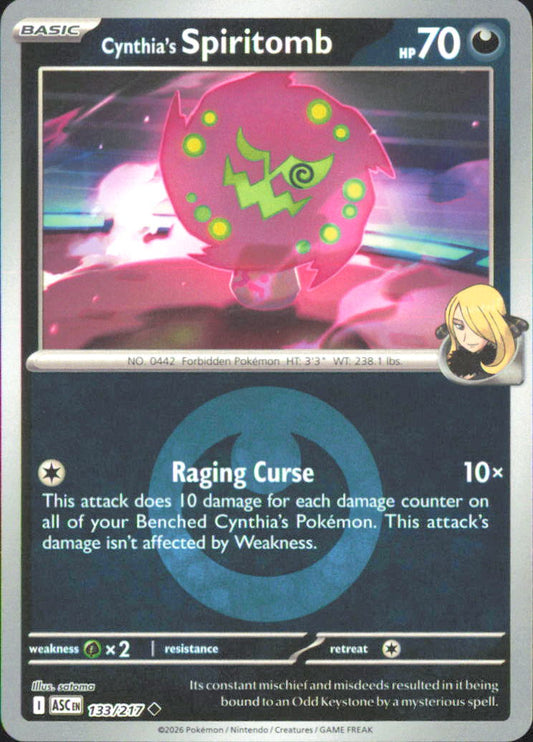 Cynthia's Spiritomb - (Energy Symbol Pattern) ME: Ascended Heroes 133/217 NM - Pokemon TCG