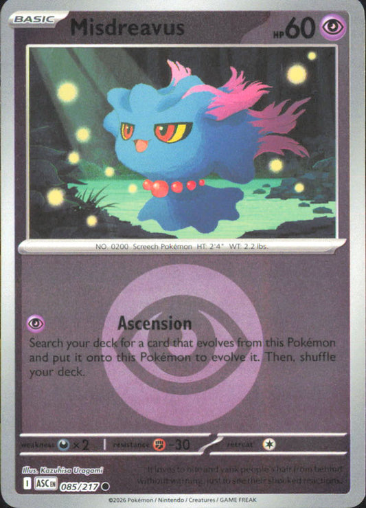 Misdreavus - (Energy Symbol Pattern) ME: Ascended Heroes 085/217 NM - Pokemon TC