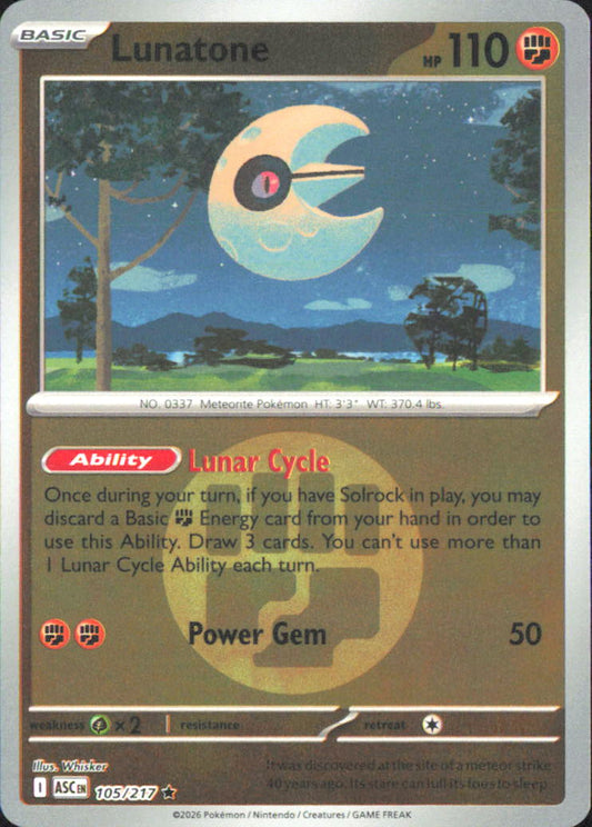 Lunatone (Energy Symbol Pattern) ME: Ascended Heroes 105/217 NM - Pokemon TCG