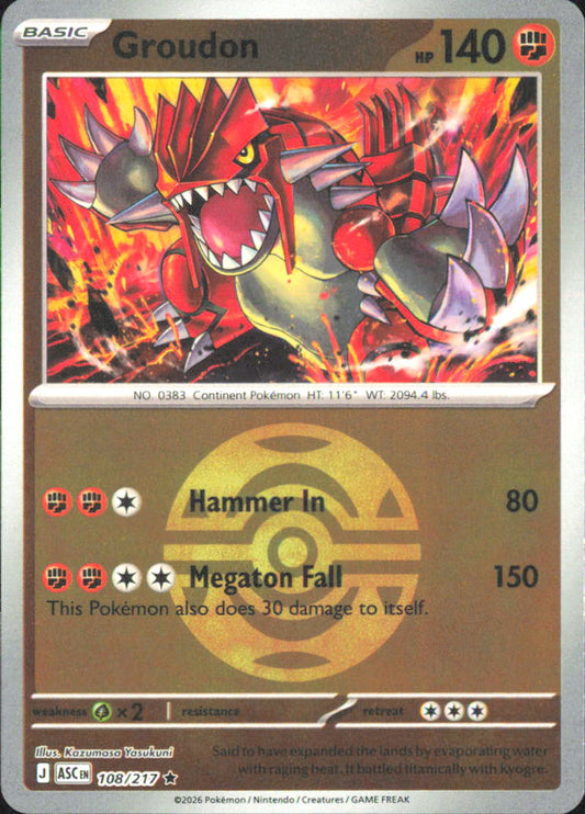 Groudon (Dusk Ball) ME: Ascended Heroes 108/217 NM - Pokemon TCG