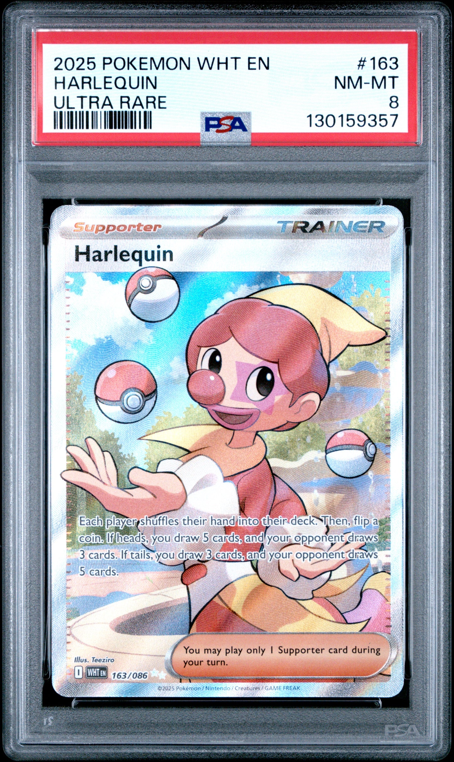 Harlequin Pokemon Wht En-White Flare 163 NM - Pokemon TCG PSA 8