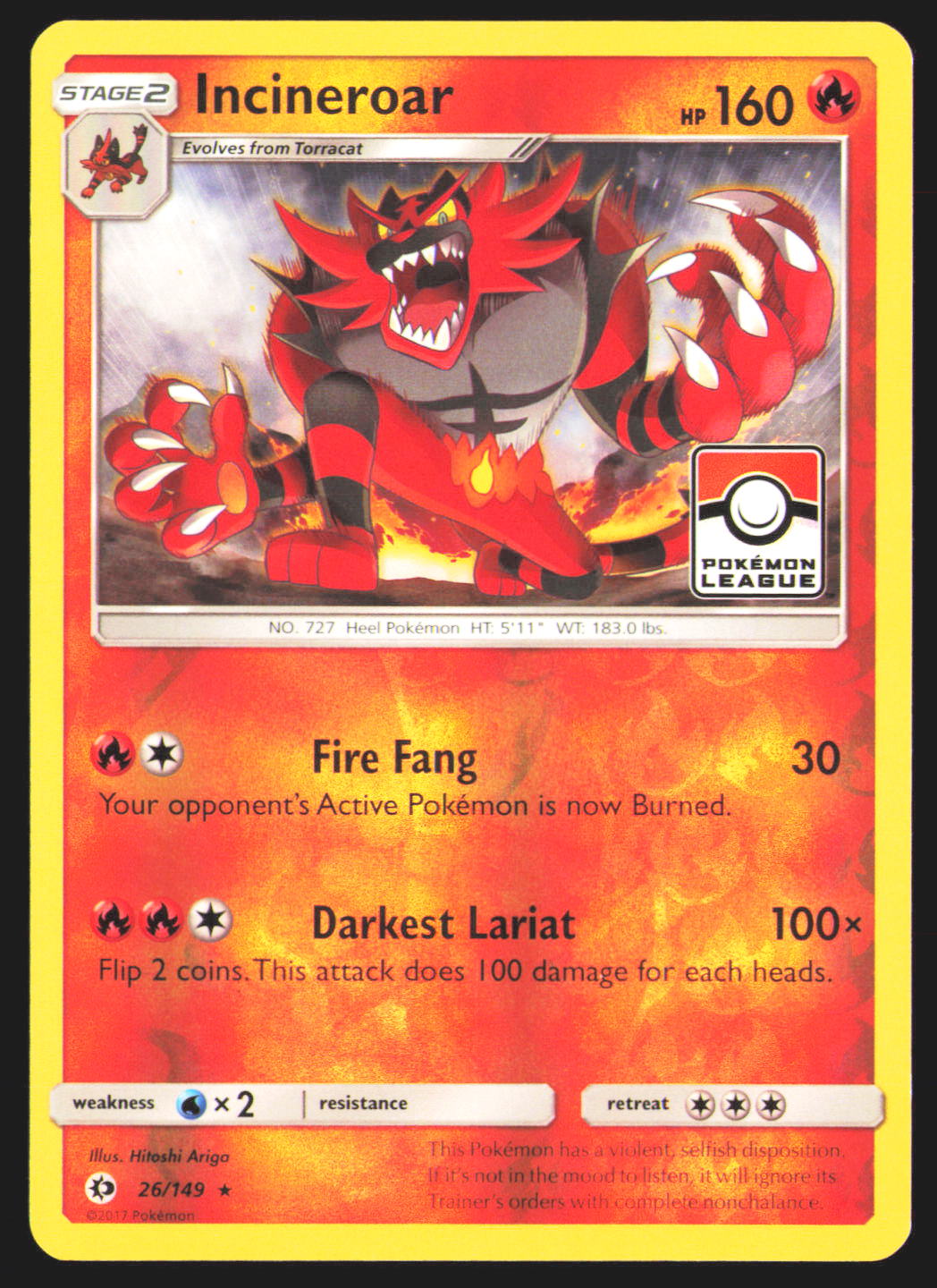 Incineroar - 26/149 (Pokemon League)