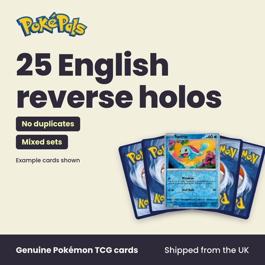 25 English reverse holos: No duplicates, Mixed sets